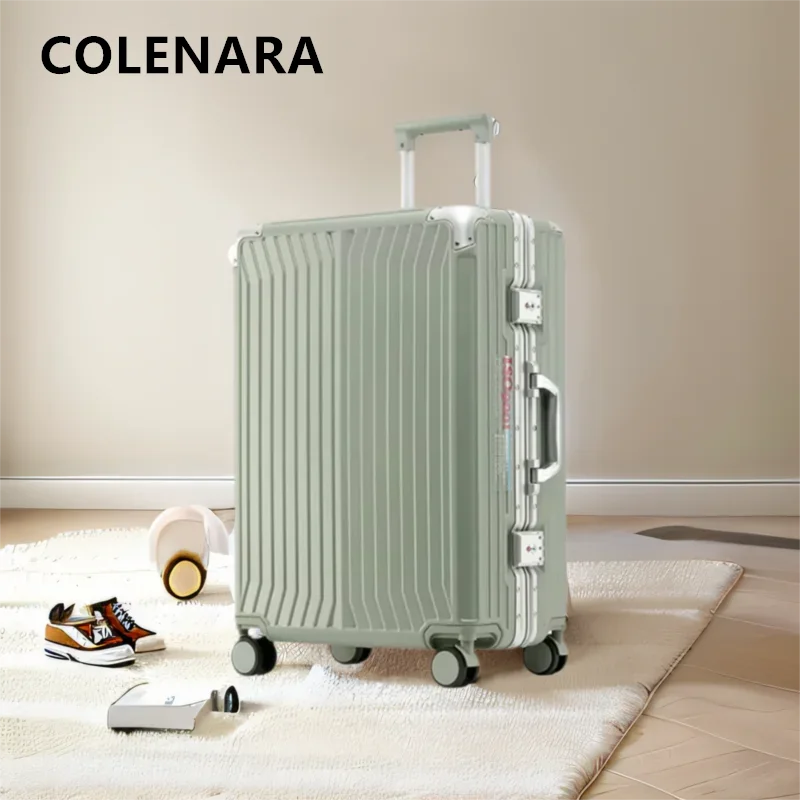 COLENARA المقصورة حقيبة 20 بوصة الصعود صندوق 22 "24" 26 "28 بوصة سعة كبيرة الألومنيوم الإطار حقيبة تروللي بعجلات حمل الأمتعة