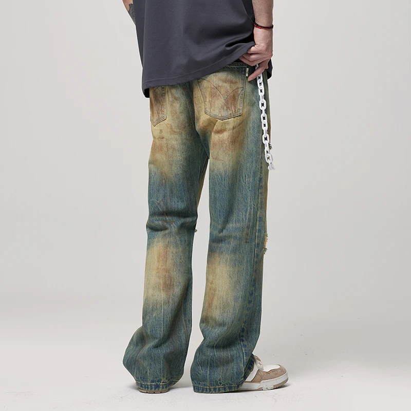 2024 new jeans men's spring and autumn vintage high street ripped jeans denim streetwear men cargo jeans for men