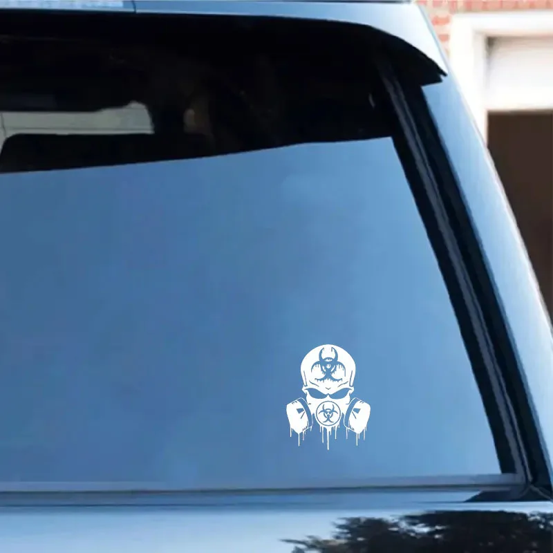 1PC Biohazard Gas Mask Skull Car Sticker Set, Waterproof Vinyl Decals, Multi Colors - view 4