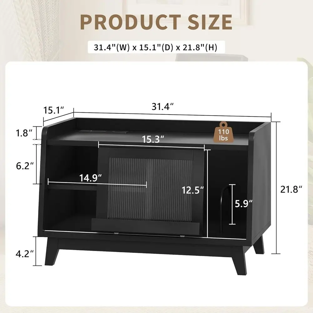 iPormis Record Player Stand with Vinyl Storage Up to 200 Albums, Record Player Table with Sliding Do, Charging Station, Adjustab