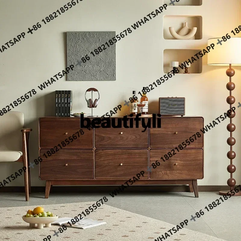 

XZ1Black walnut six-chest cabinet, all solid wood chest cabinet