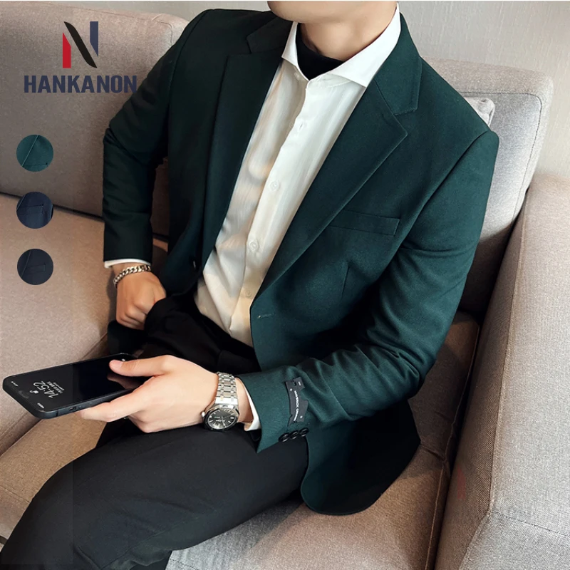 Casual Business Meeting Party Multipurpos Jackets for Men,Men\'s Slim Fit Suit Top High Grade Genuine Two Button Handsome Suit