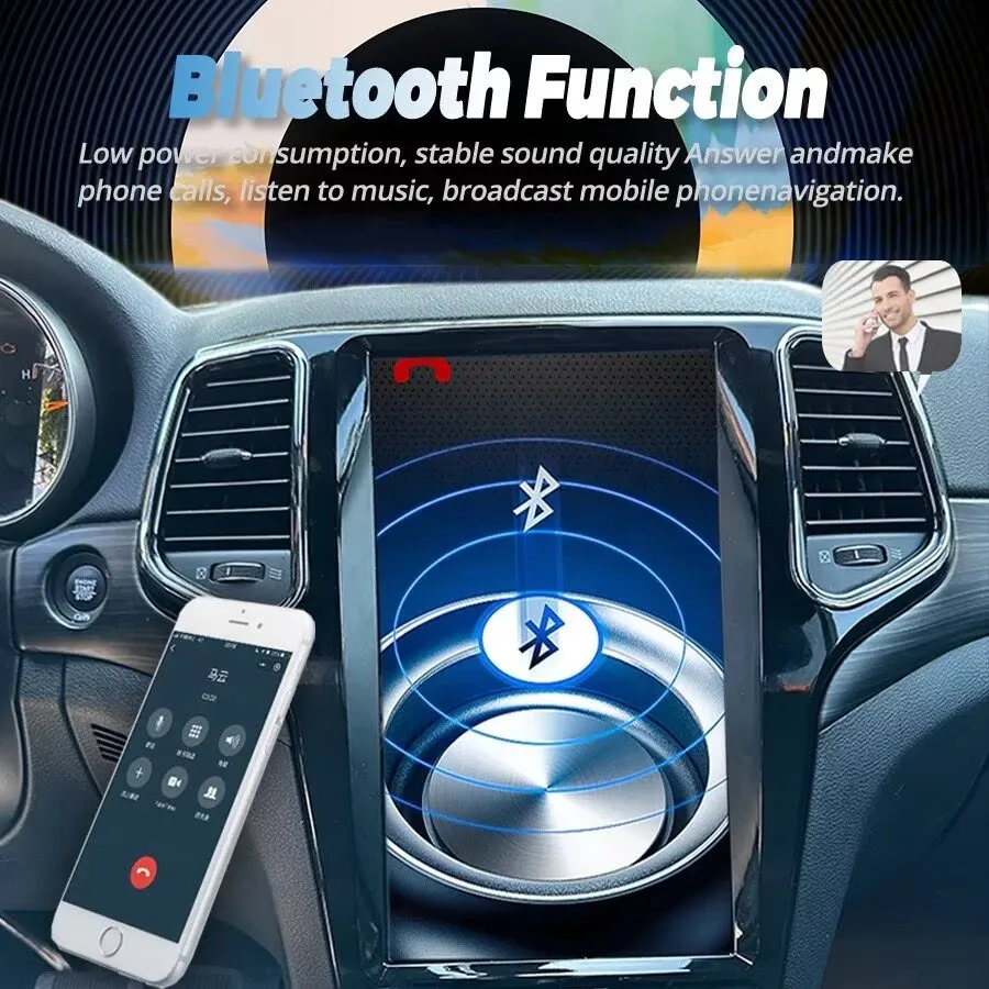 12.8inch Android 14 DSP Screen Stereo For Jeep Grand Cherokee 2014-2020 Radio  Vertical Screen 256GB Car Multimedia Video Player