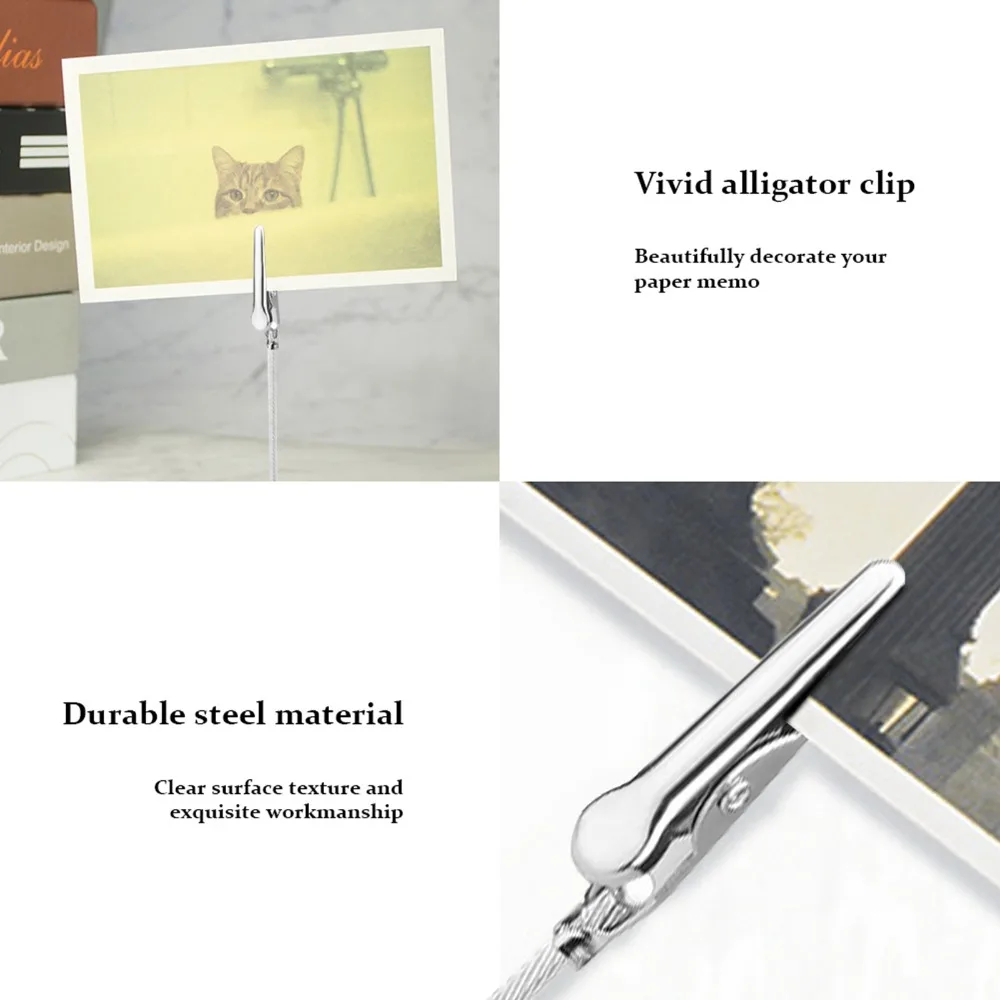 50 Pcs 4 Inch Wire Alligator Clips Metal Iron Alligator Clamp Card Holder Clips Long-Tailed Photo Memo Clips DIY Craft