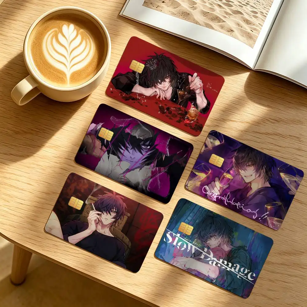 Game S-Slow D-Damage Towa 4Pcs Waterproof Scratch Resistant Card Skin Stickers Fashion Decorative for Credit Debit Bank