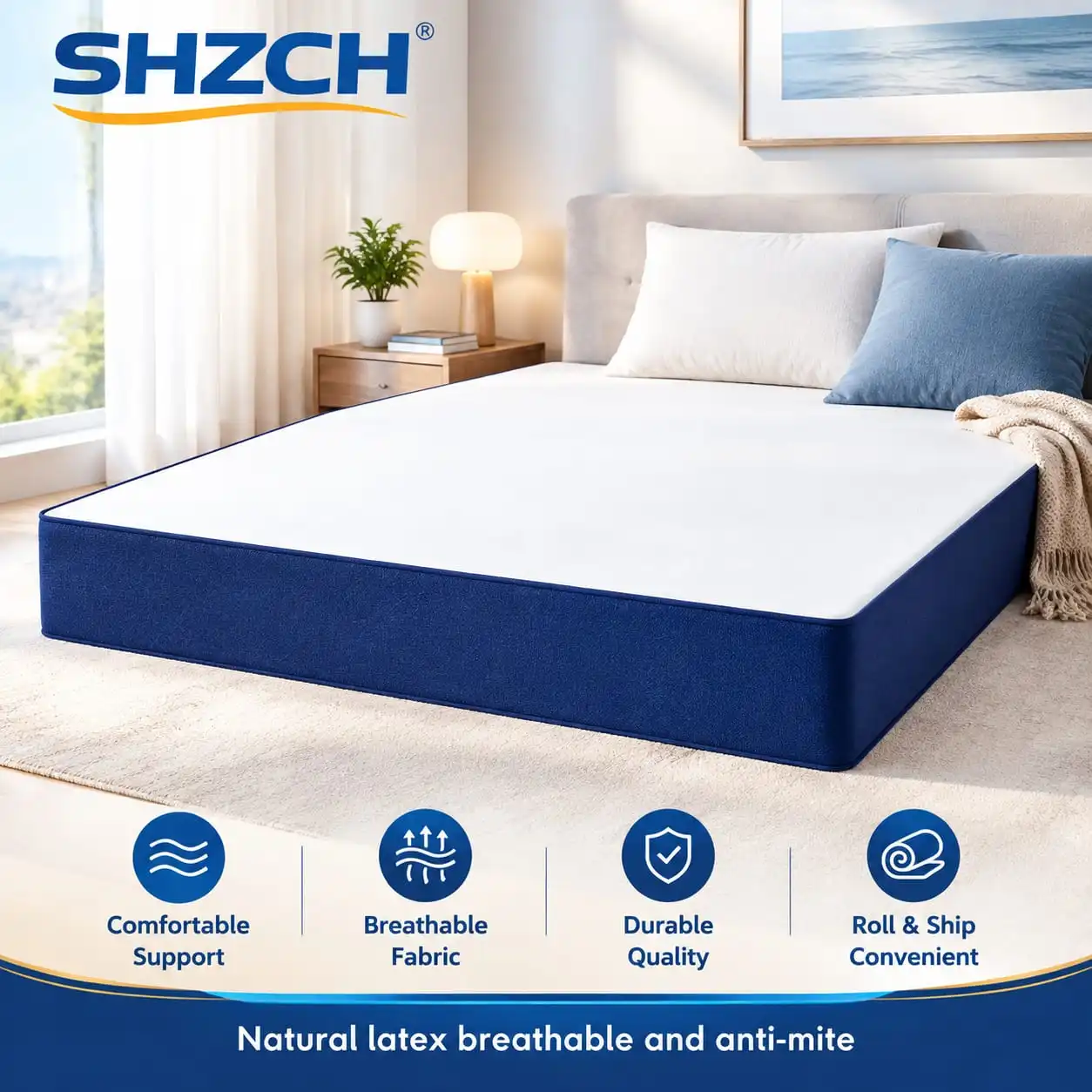Memory cotton roll wrapped mattress, silent and thick mattress, household box mattress, vacuum compression