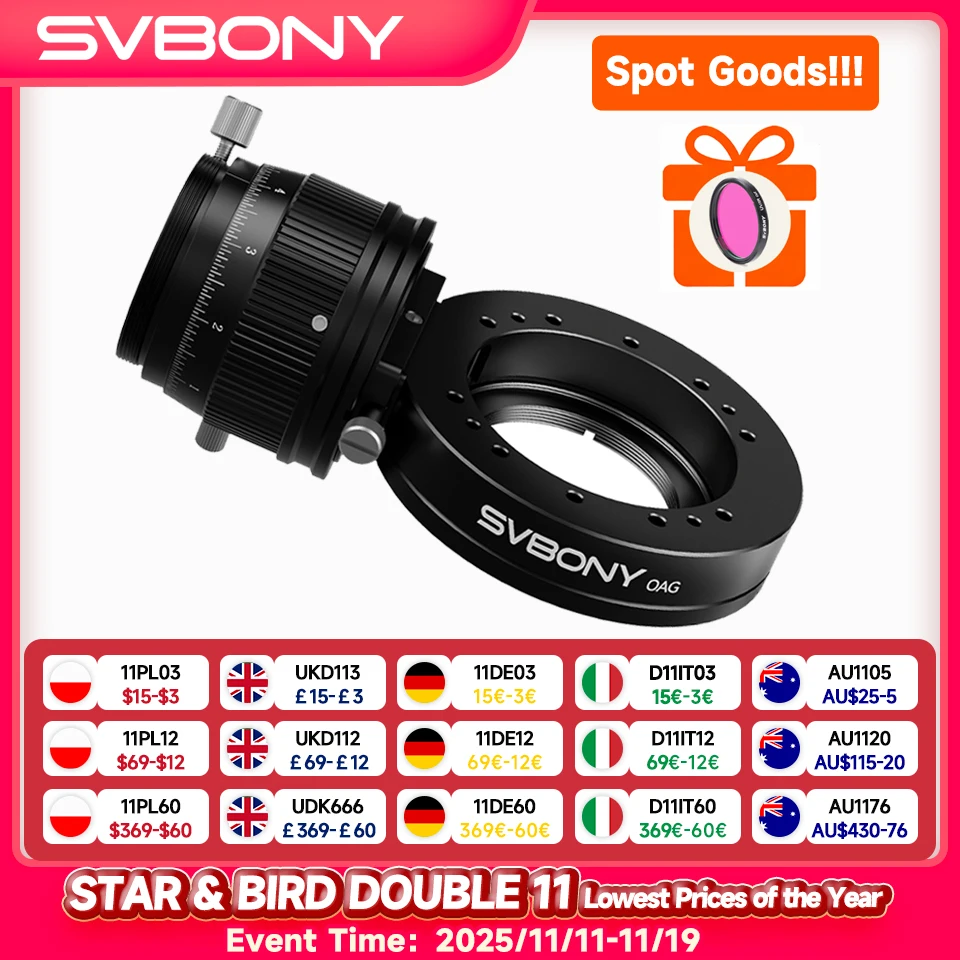 

Svbony SV238 Black Astronomy OAG Off Axis Guider for Deep Sky Astrophotography for SV503 SV550 MK127 Astronomical Telescope