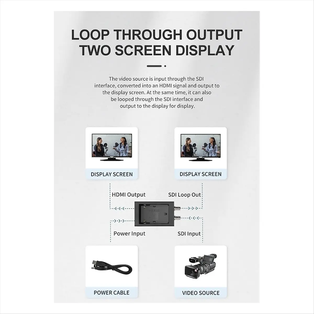 

*HOPE 1080p Камера-передатчик 3G SDI 80M Кабельный преобразователь в HDMI, совместимый с розеткой для аккумулятора (HDMI в SDI)