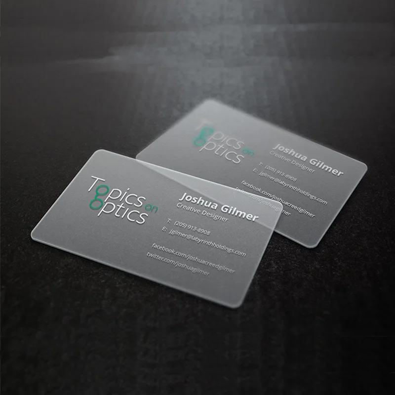 Custom Transparent PVC Business Cards Customize Waterproof Thank You Card Print One Side Round Cornor Office Supplies Plastic