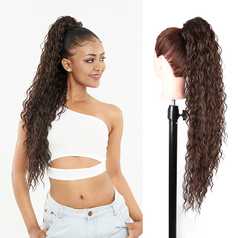 Sneeuwklokje Natuurlijke Synthetische Trekkoord Paardenstaart Voor Vrouwen Pluizig Krullend Clip Extensions Nep Pony Tail Haarstuk