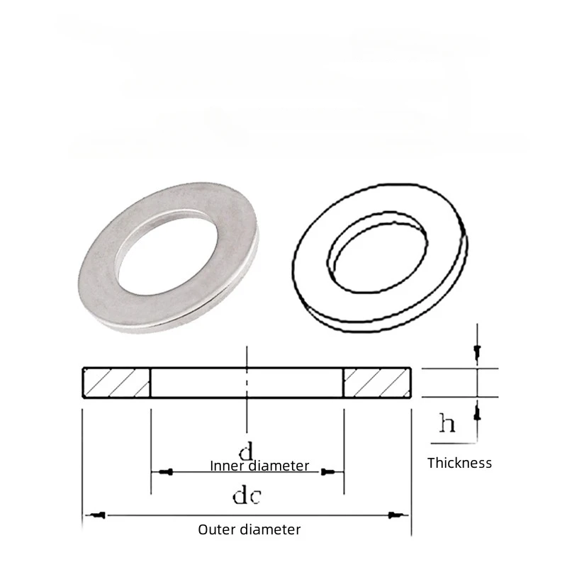 10~100 Pcs M4 M5 M6 M8M10M12M14M16M18M20 304 Stainless Steel Flat Washer Metal Plain Gasket Rings for Screw Bolt Thickness 0.5mm