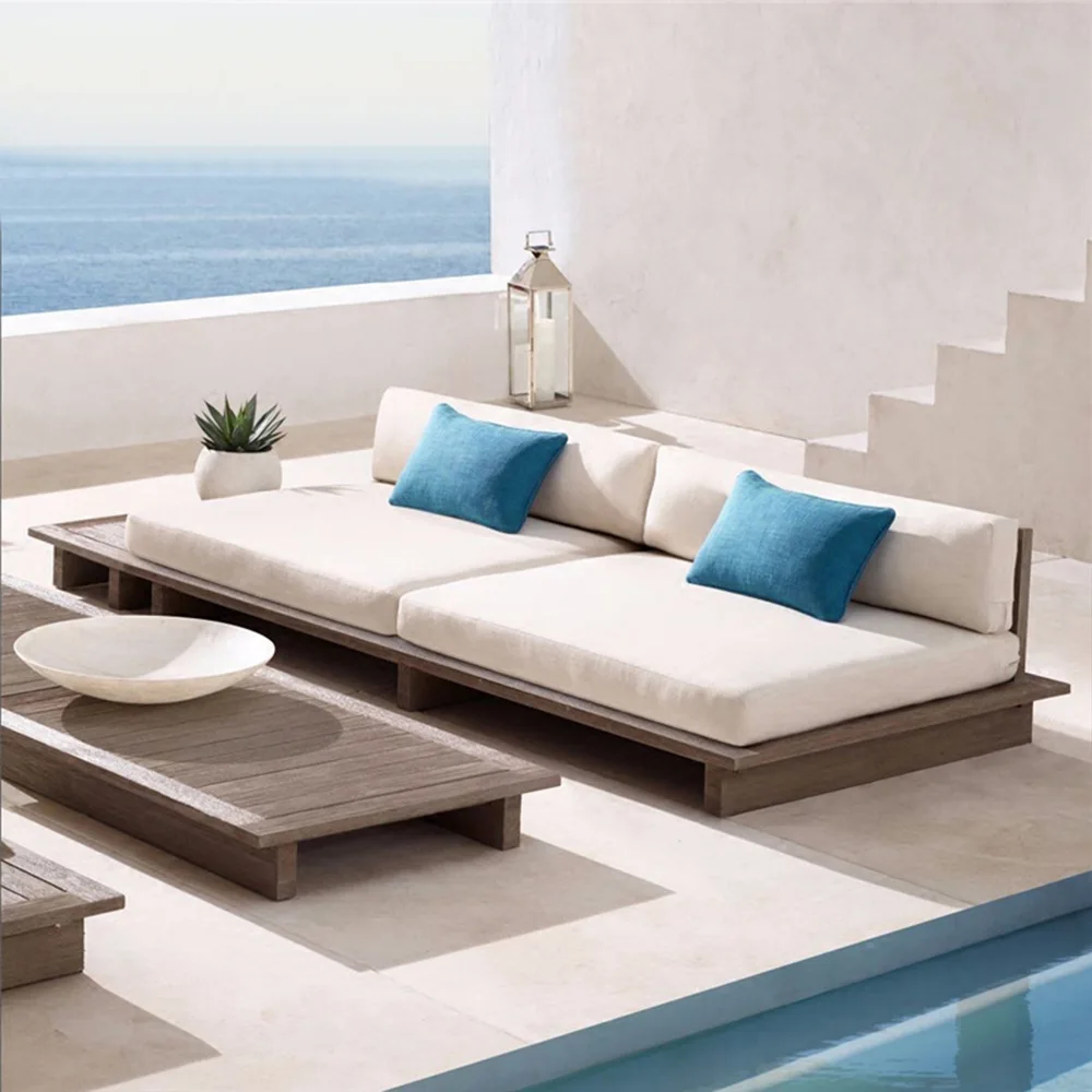 Premium Solid Teak Outdoor Sofa Set 1/2/3 Seater Waterproof Modular Garden Lounge Furniture For Australia Coastal Patio Resort