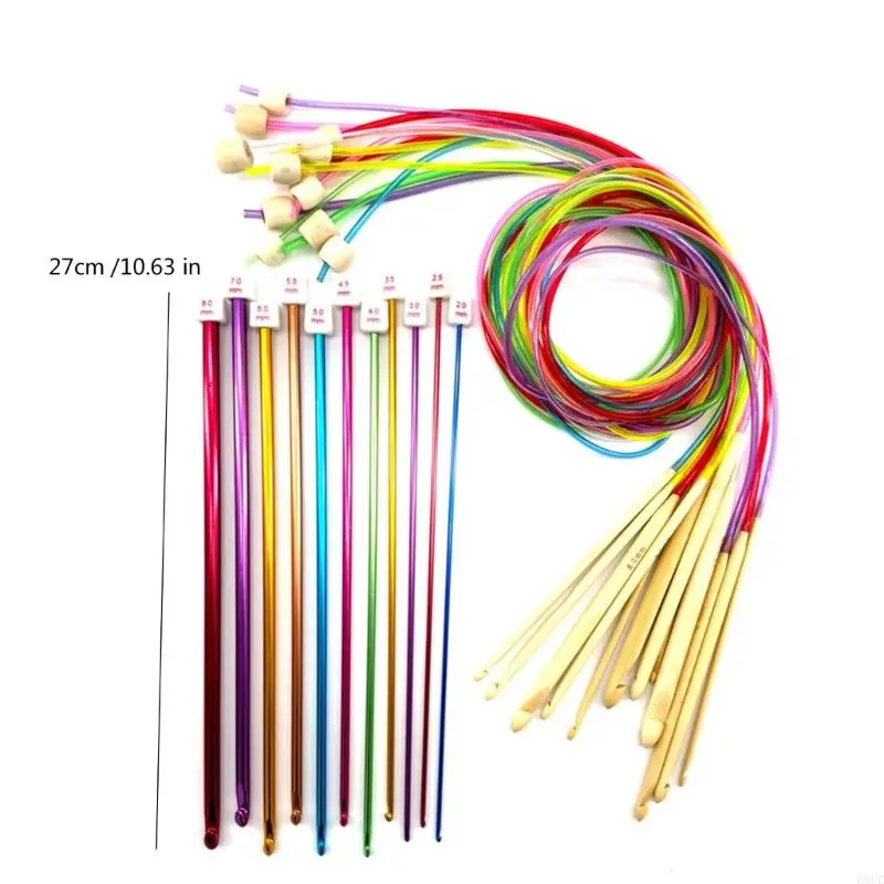 68UC 23 PCS Afganización ganchos Afghan Set 2.0-8.0 mm aguja tejer para alfombra bufandas