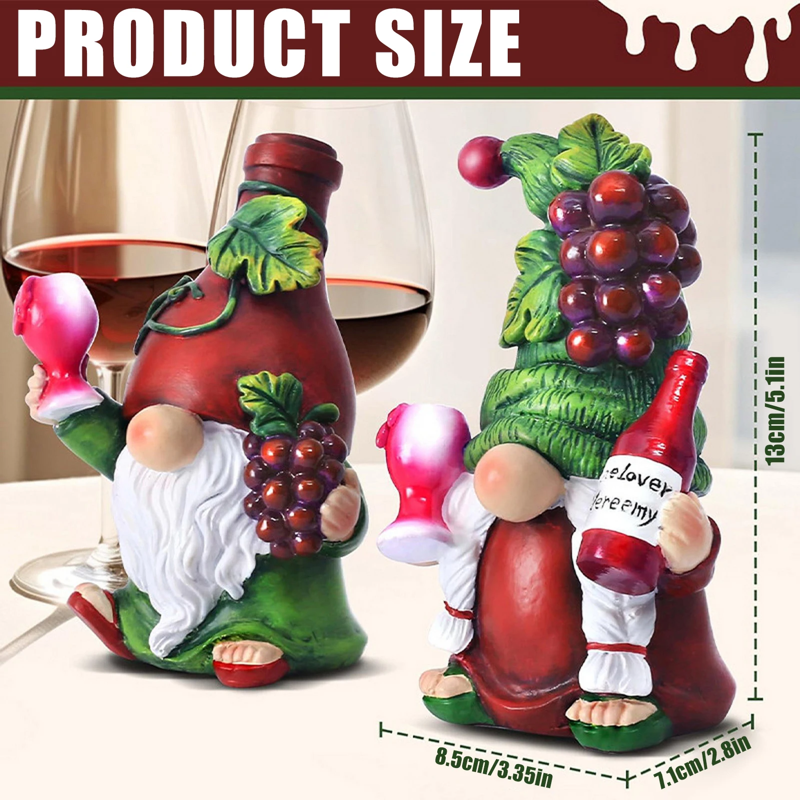 Fairy Garden Mini Gnomes Statue Resin Moss Micro Landscape Decoration Mini Dwarf Red Wine Fruit Gnome Party Table Ornaments