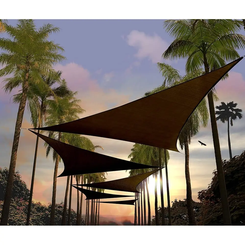

Треугольный солнцезащитный тент-парус коричневого цвета 14' x 14' x 14' для улицы, UPF50+, AGTAPT14, 95% защита от УФ-излучения, водопроницаемый и воздухопроницаемый.