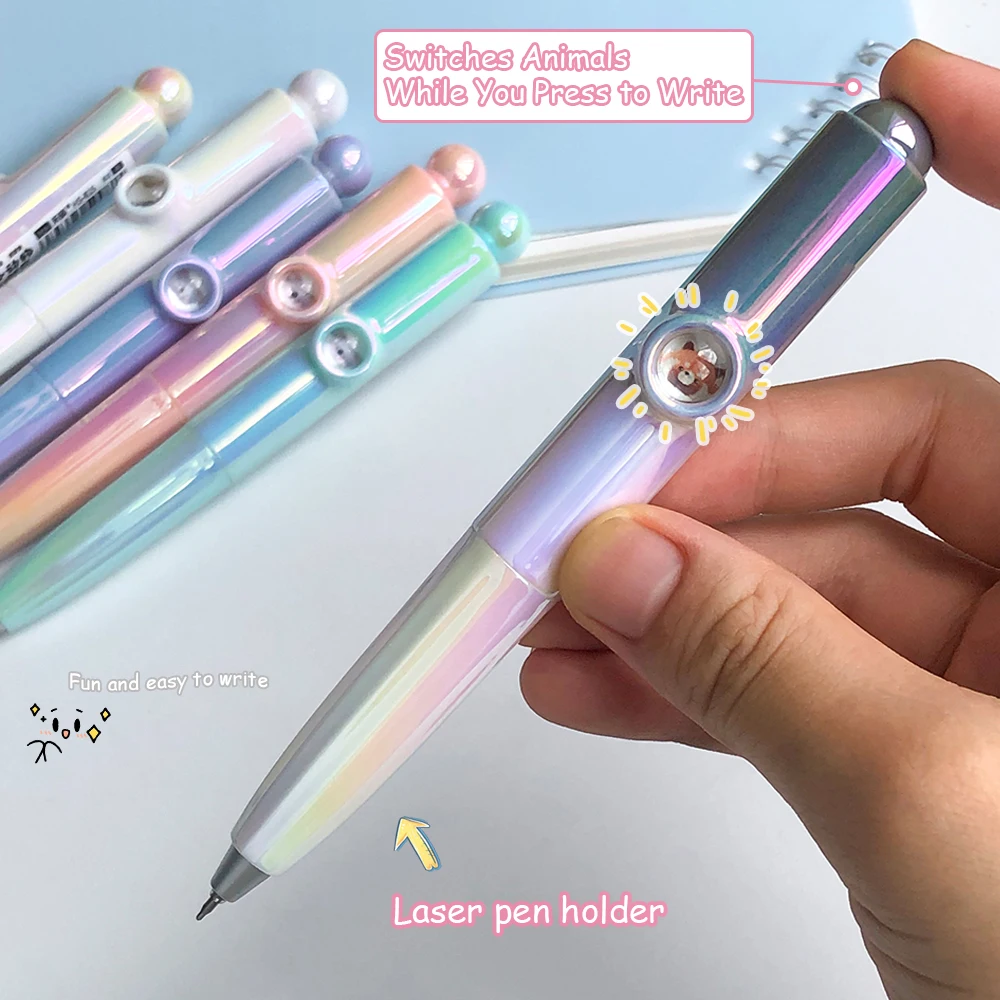 6 Pieces Cute Animal Design Gel Pen 0.5mm Low Center Gravity Quick Dry Fun Pocket Pen Minimalist Study Office Pen