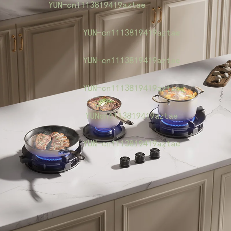 (Luxury Model) Premium Built-in 3-Burner Cooktop, 5.2KW Copper Burner Flame Failure Protection, Panel Ready Gas Hob for Kitchen