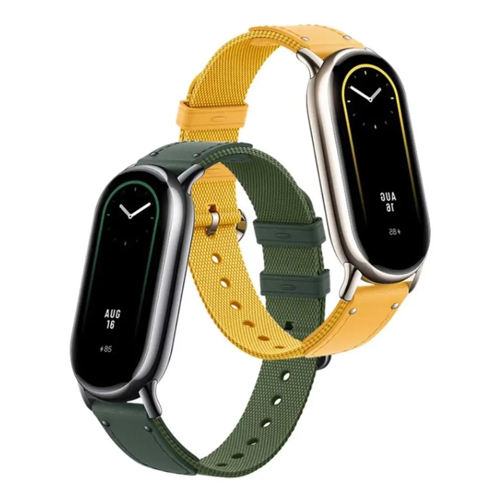 Xiaomi Mi Band 8用のナイロンストラップ,レザーストラップ,スマートブレスレット,新品