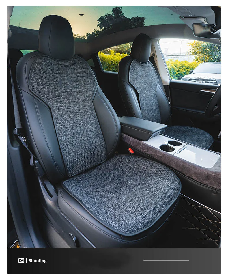 Für Tesla Model Y Juniper 2026 Atmungsaktiver Leinen-Sitzkissen Rückenlehnen-Schutzbezug Model 3 Highland Sommer Winter Zubehör – Detail 7
