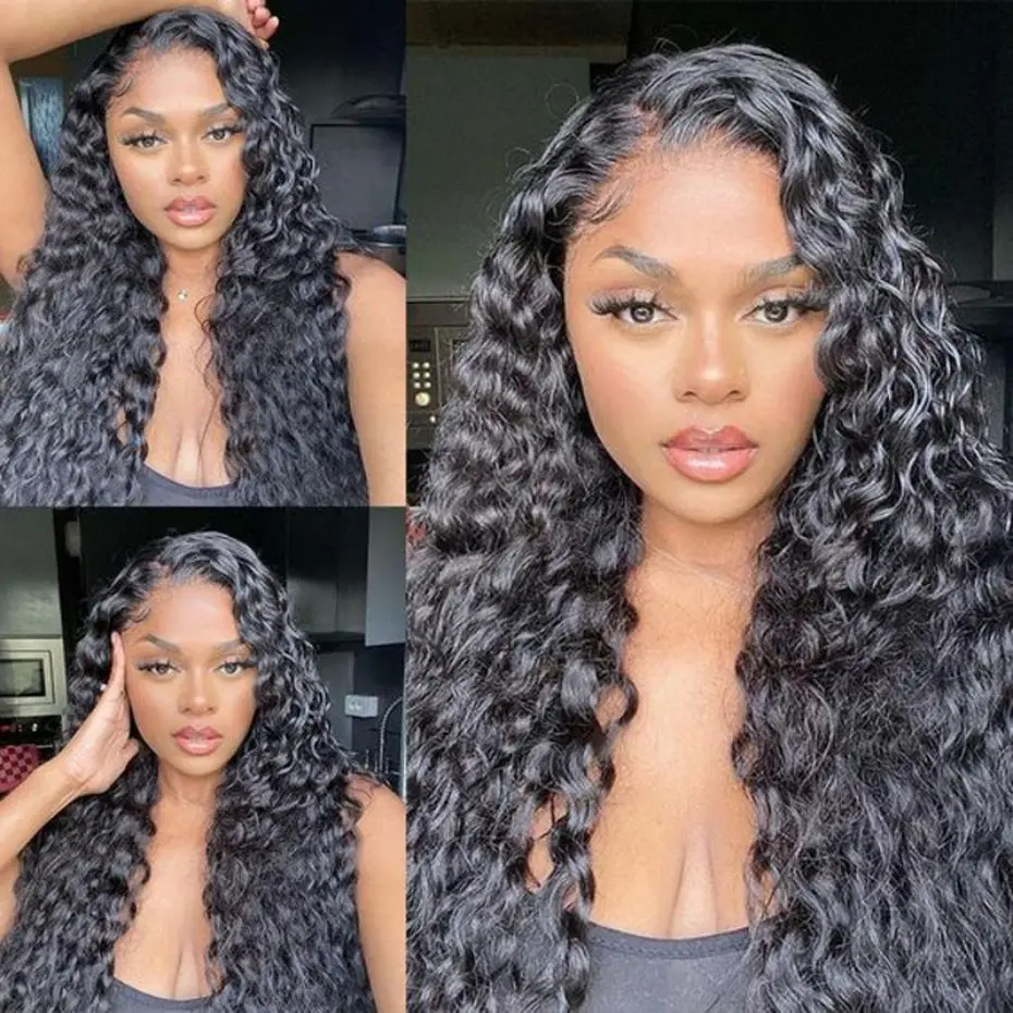 Deep Wave Glueless Wigs Ready To Wear Brazilian 200% Transparent Human Hair Wig 6x4 5x5 Curly Wave Lace Closure Wigs For Woman