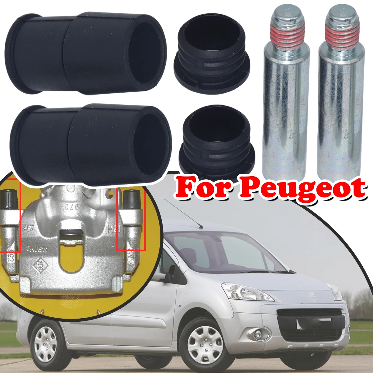 

Front Brake Caliper Slider Guide Pins Bolt Kit For Peugeot Partner Tepee Origin Left Right Disc Housing Bellows Sleeve Bushing