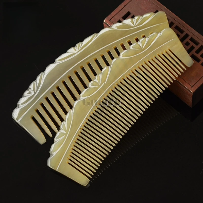 Wild Natural Buffalo Horn Comb Hairdressing Scalp Massage Half Moon Comb 14cm Anti-Static Styling Healthy Care Ergonomic Comb
