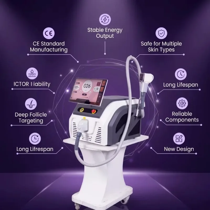 New Design Portable T4 Factory Direct Price 808nm/755nm/1064nm Diode Laser Hair Removal Machine with Semiconductor Cooling