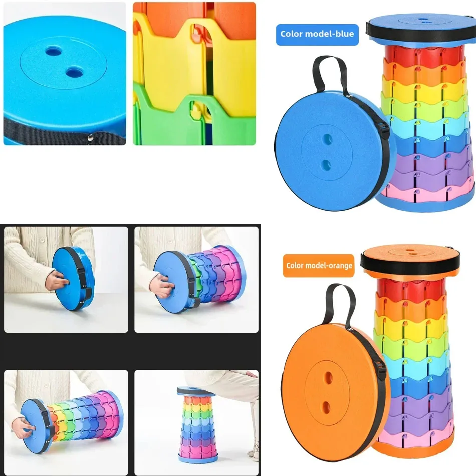 

2025 Hot Portable Folding Telescopic Stool Lightweight Plastic Subway. Queuing Chair and Outdoor Camping Fishing with Carry Bag