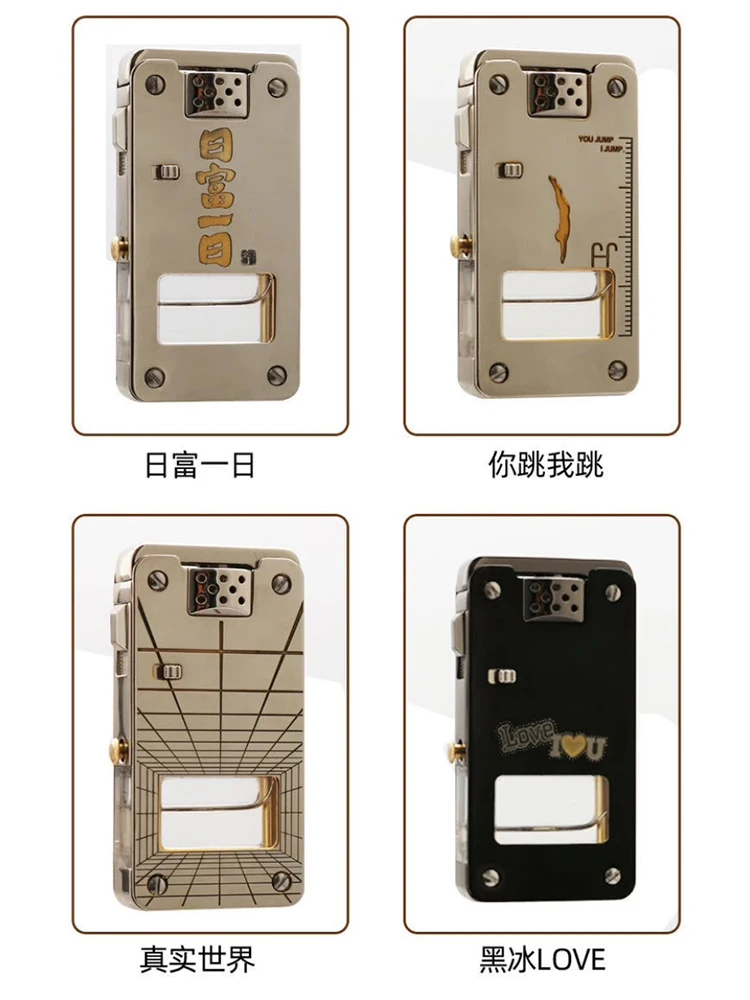 

High-End Lighter with Automatic Ignition - Transparent Oil Compartment Dragon Tongue Design Unique Gift for Boyfriend