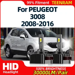 D1S Canbus LED Headlight 30000LM 1:1 Xenon HID Car Lamps 6000K 12V For PEUGEOT 3008 2008 2009 2010 2011 2012 2013 2014 2015 2016