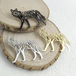 Charming punk style life tree wolf dog fox stainless steel gold-plated 18K brooch, black suit accessories, wedding matching set