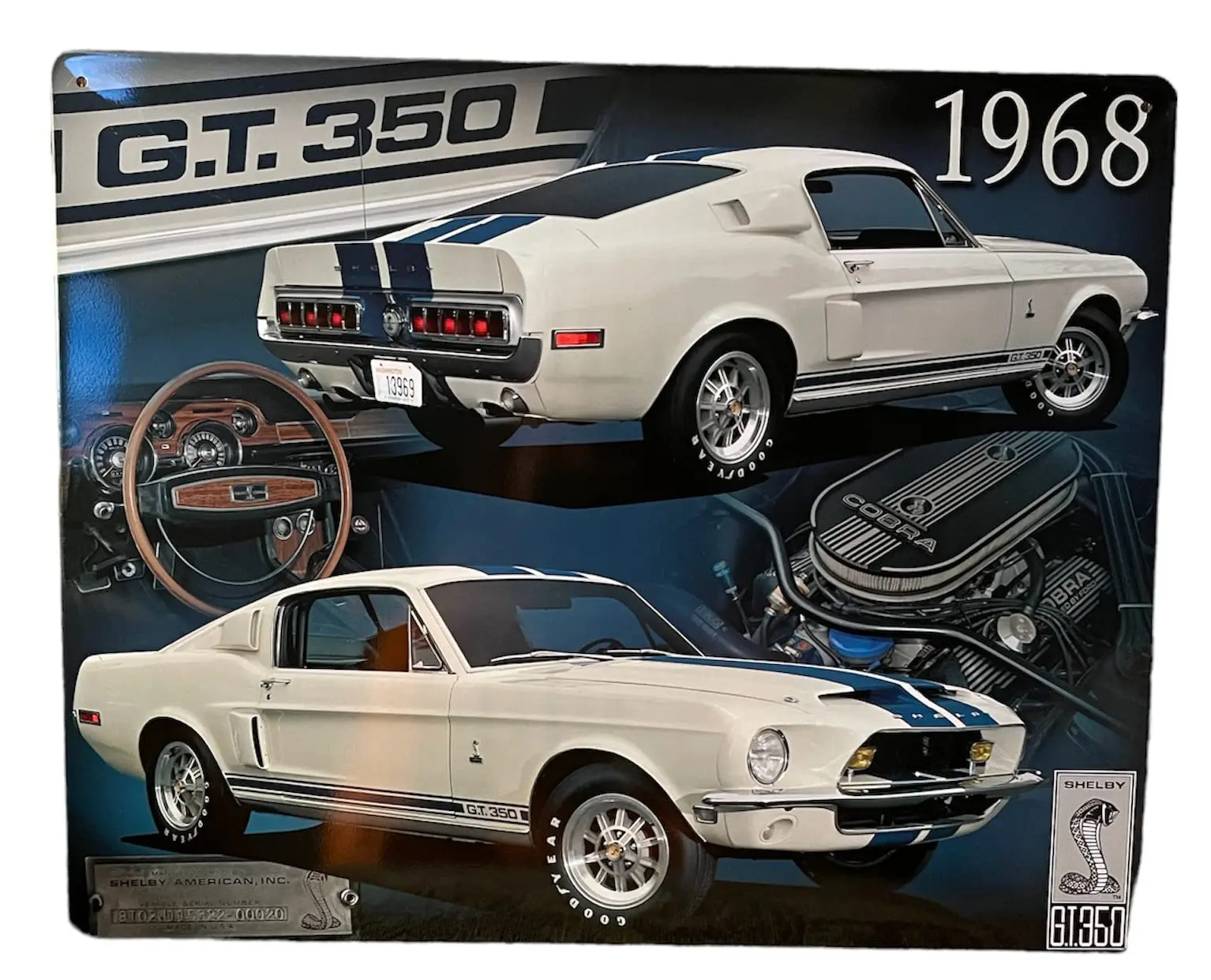 Vintage Replica GT 350 Shelby 68 Sports Car Tin Sign