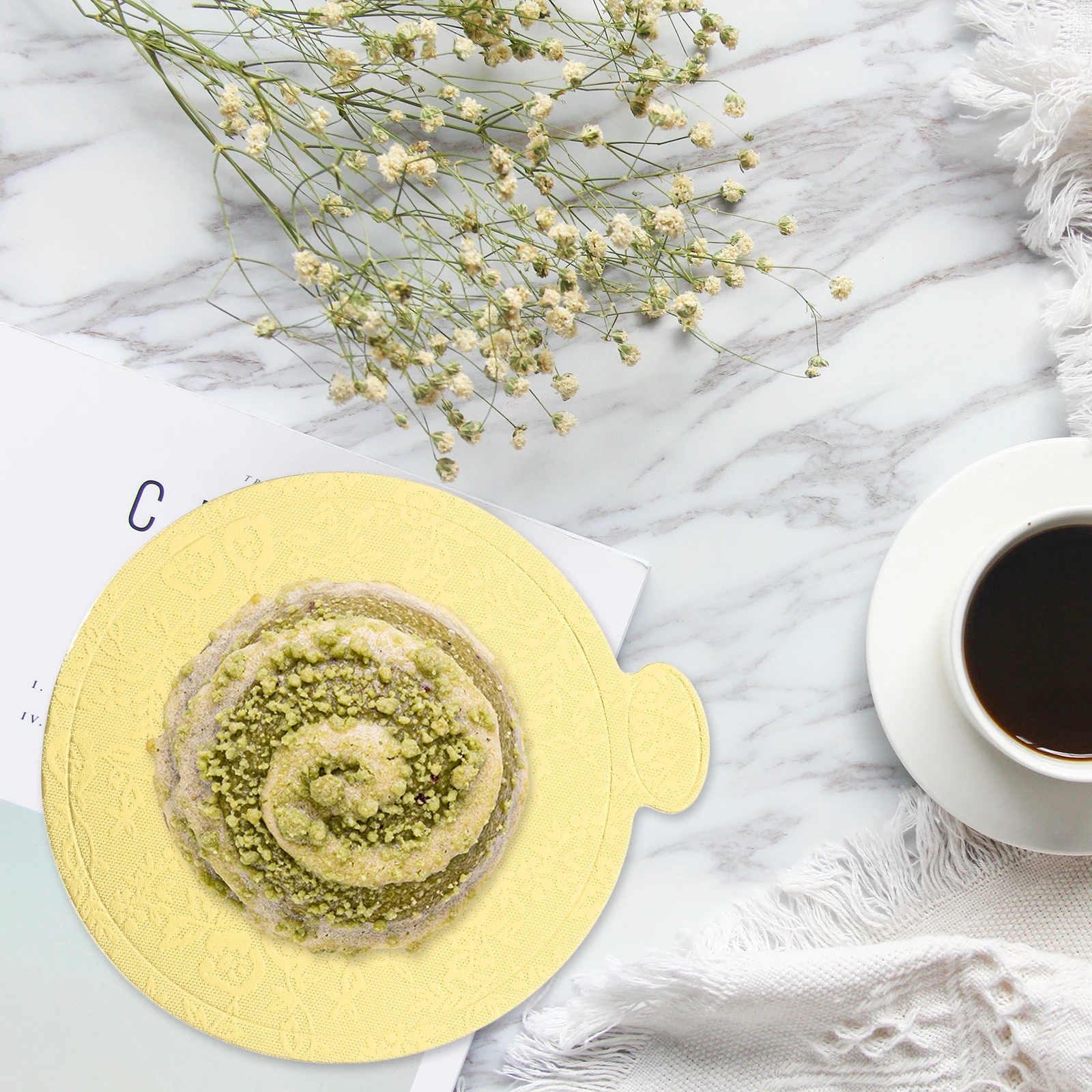 

100 Pcs Cake Boards Gold Cardboard Bases Paper Cup Trays Food Grade Grease Proof Dessert Pads Safe Hygienic Luxurious