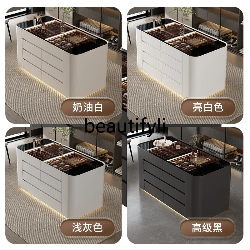 xqqCloakroom الجزيرة الوسطى غرفة نوم خزانة التخزين المنزلية الطابق جزيرة منصة مجوهرات خزانة أرضية #3