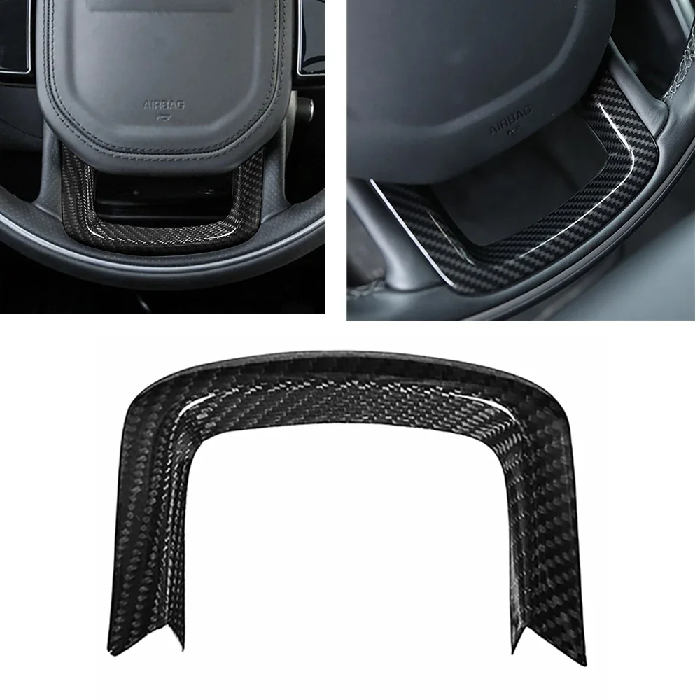 

For Land Rover Range Rover Discovery Sport 2014-2022 Evoque Velar Carbon Fiber Interior U Style Steering Wheel Panel Cover T