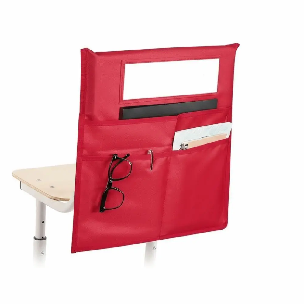 Portable Oxford Chair Back Pocket With Name Tag Bright Color Classroom Organizer Multi-Functional Chairback Pocket Chart Student