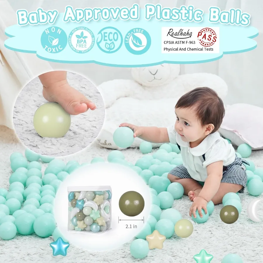 100 bolas, formas de bolas para niños pequeños, bolas de estrellas de plástico para piscina de bolas, tobogán, parque infantil, fiesta de cumpleaños, decoración navideña