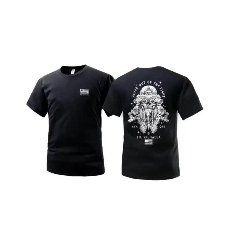 الصيف التكتيكية العسكرية مروحة طاقم الرقبة نصف كم الأمريكية صعبة الرجل Ins الشمال أسطورة مطبوعة الرجال قصيرة الأكمام القطن تي شيرت #4