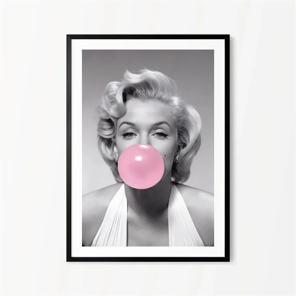Black and White Movie Star Marilyn Monroe Poster Modern Art Canvas Painting Cafe Bar Room Wall Decor Room Decor Aesthetic Poster