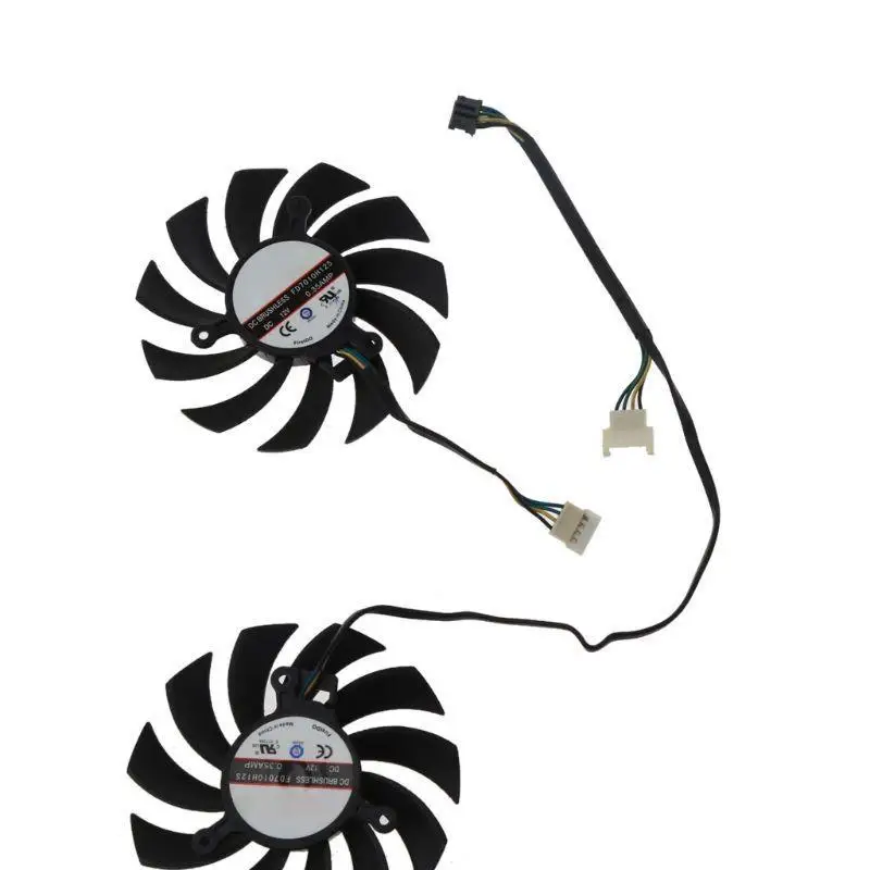 Y1UB 75mm 4Pin Server Cooling Fan Cooler Fan for MSI 6930 7850 550 750 770 Ti 7870 Graphics Card Video Card Cooling 2pcs