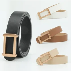 2.8X103cm Soft Pu Leather Belts Advanced Sense Rectangle Metal Buckles Female Retro Belt for Women Jeans Dress Waist Decoration