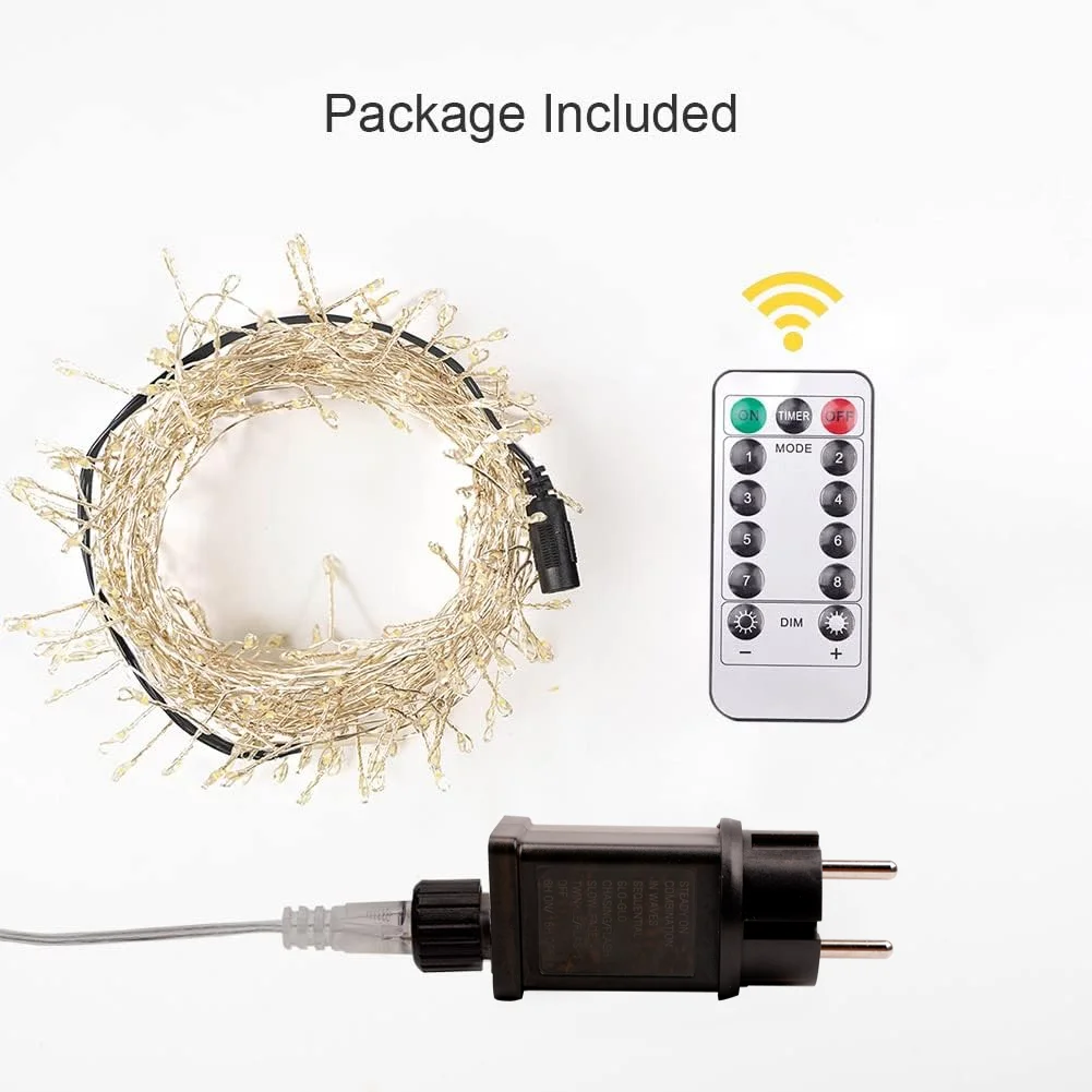 1000Led Fairy Lights String Cluster Intdoor Bedroom Tree Christmas Lights Garden Remote Control Wedding Decoration Party Holiday