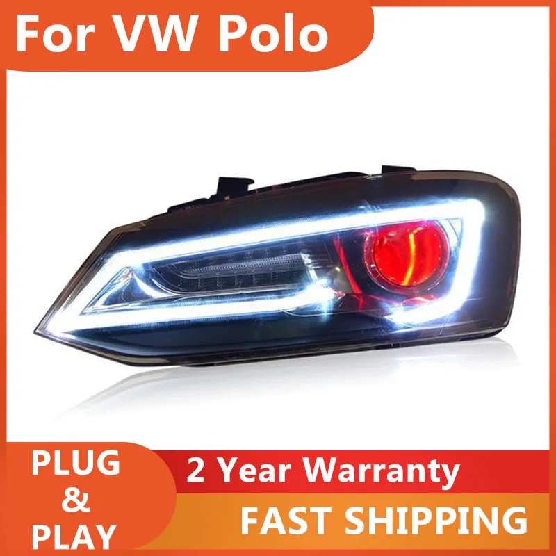 

KOWELL Car Styling for VW Polo Headlight 2011-2017 New Polo Head Light DRL Turn Signal High Beam Projector Lens