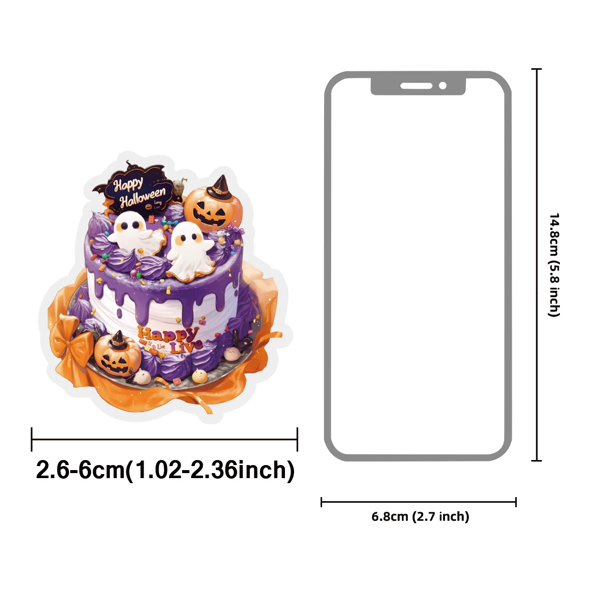 Etori Life 15Pcs Let's Trick or Treat Cartoon Cute Halloween Pattern Stickers for Decoration on Laptops, Phone Cases, Suitcases, Photo Albums, Party Decorations, DIY Stickers, Children's Stickers
