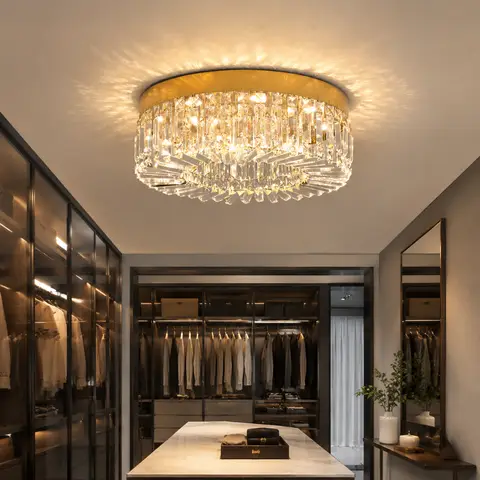 LED Crystal Ceiling Lights Chandelier Gold Silver Color 40CM 50CM Round  Modern Lighting for Living Room Bedroom Home Decoration