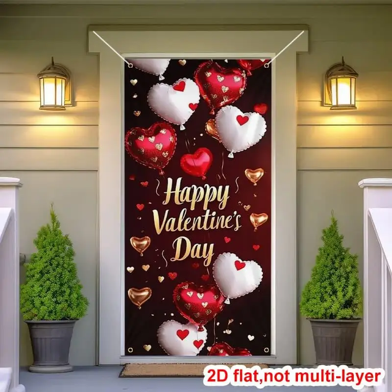 Valentinstag Türabdeckung Dekorationen Rot Rosa Liebe Herz Hängende Banne Großer Fotohintergrund Banner Dekor Valentinstag