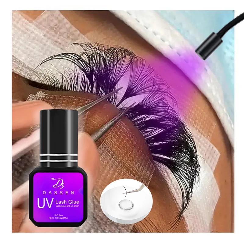 Dassen 5ml Wimpern UV-Kleber Großhandel 1s schnell trocknen klare Wimpern kleber Lagerung falsche Wimpern verlängerungen selbst klebende Make-up-Werkzeuge UV-Kleber