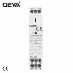 GEYA GR8 Din Rail 12V 24V 48V  Auxiliary Relay Industrial Control Mini Intermediate Relay AC/DC12V with 1SPDT 2SPDT 3SPDT