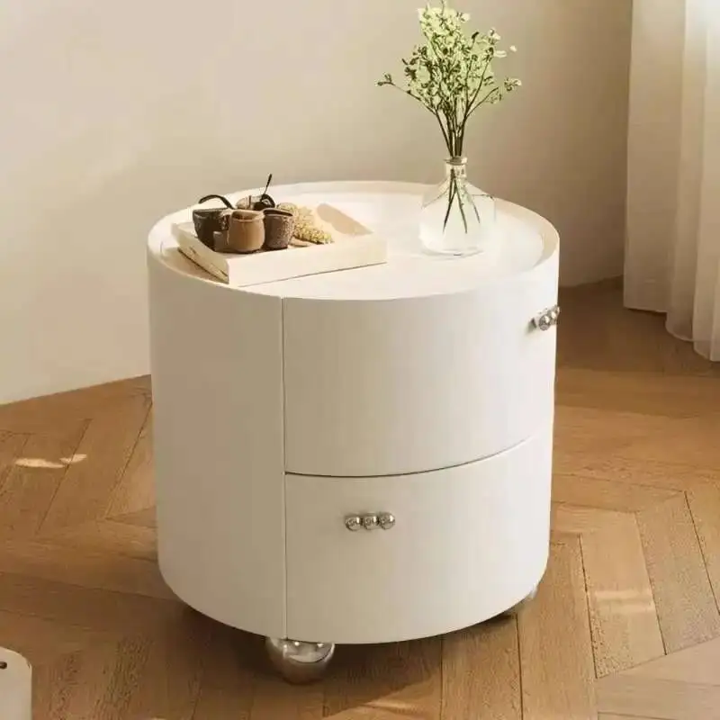 Mesa de Cabeceira Minimalista Moderna Nórdica Branca Europeia com Armazenamento, Comoda de Luxo para Quarto