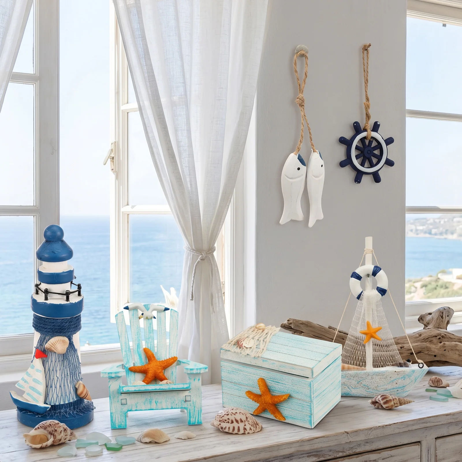 Marine Aquarium Home - Set di 7 Miniature in Legno